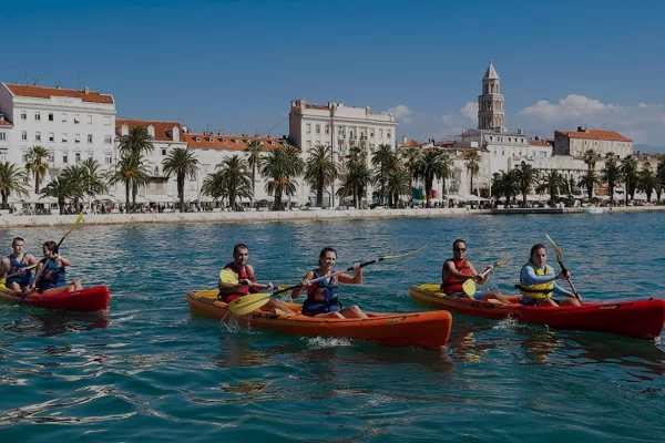 3 Sea Kayaks in front of Split Promenade